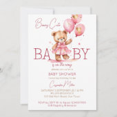 Invitation Beary jolie fille en peluche ours baby shower modè (Devant)