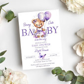 Invitation Beary ours mignon en peluche violet lavande baby s
