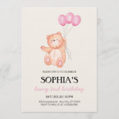Invitation Beary Pink Balloon 2nd Birthday Teddy (Devant)