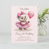 Invitation Béary Premier anniversaire Ballerina Ours (Debout devant)