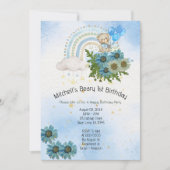 Invitation Beary Premier anniversaire Garçon Arc-en-ciel Ours (Devant)