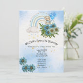 Invitation Beary Premier anniversaire Garçon Arc-en-ciel Ours (Debout devant)