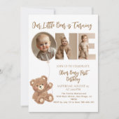 Invitation Beary Premier anniversaire Petit ours Photo (Devant)
