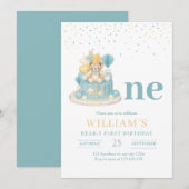 Invitation Beary Premier anniversaire, Teddy Bear 1er anniver (Devant / Derrière)