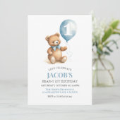 Invitation Beary Premier anniversaire Teddy Bear Boy (Debout devant)