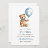 Invitation Beary Premier anniversaire Teddy Bear Boy (Devant / Derrière)