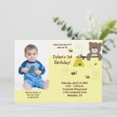 Invitation Beary Sweet Bear & Bee *PHOTO* Anniversaire 5x7 (Debout devant)