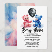 Invitation Beary Thrilled Bear Balloons Révélation de genre (Devant / Derrière)