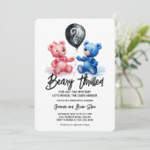 Invitation Beary Thrilled Bear Balloons Révélation de genre (Debout devant)