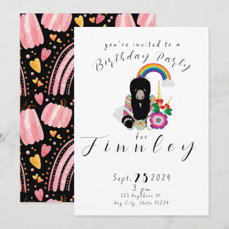 Invitation BéaryCorn Cartoon Girls Anniversaire Party