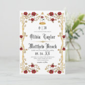 Invitation Beast & Beauty Gold Red Fairytale Mariage (Debout devant)