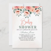 Invitation Beatiful Water Color Flowers Garden Baby Shower (Devant)