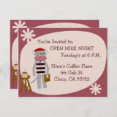 Invitation Beatnik Sock Monkey Fun Cinquante Poète Art (Devant / Derrière)