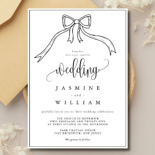 Invitation Beatrice Ribbon Bow Mariage noir et blanc