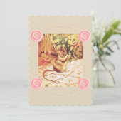 Invitation Beatrix potier souris mignon vintage couture rose (Debout devant)