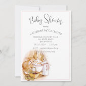 Invitation Beatrix Potter Bunny Baby shower fille rose (Devant)