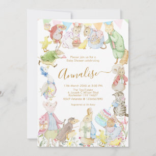 Invitation Beatrix Potter Peter le lapin Baby shower de genre