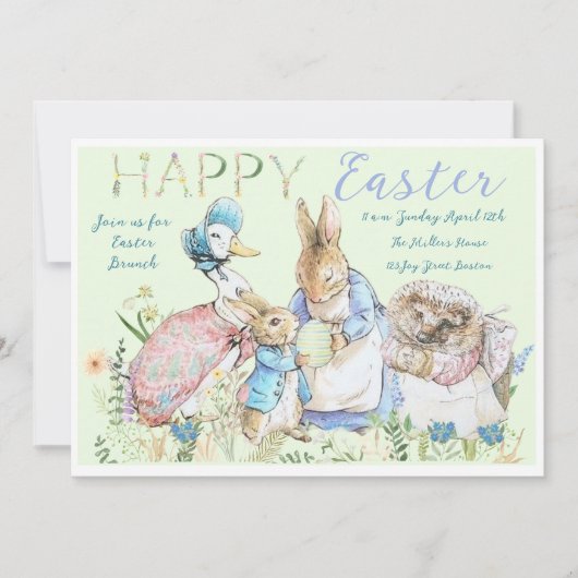 Invitation Beatrix Potter Peter le lapin Brunch de Pâques (Devant)