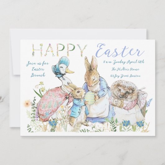 Invitation Beatrix Potter Peter le lapin Brunch de Pâques (Devant)