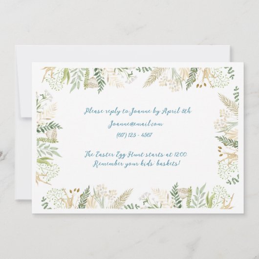 Invitation Beatrix Potter Peter le lapin Brunch de Pâques (Dos)