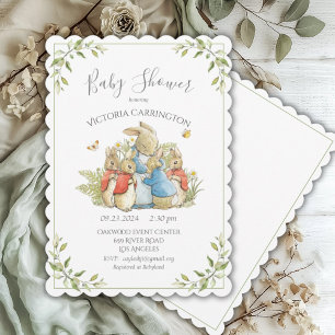 Invitation Beatrix Potter Peter Rabbit Baby shower vert