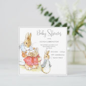 Invitation Beatrix Potter Vintage Genre Neutre Bébé (Debout devant)