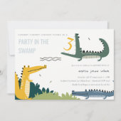 Invitation Beau Alligator Chompe N'importe quel Anniversaire (Devant)