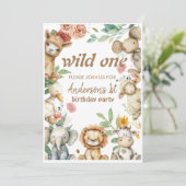 Invitation Beau Animaux Aquarelle bébé anniversaire (Debout devant)