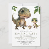 Invitation Beau anniversaire de dinosaure simple (Devant)