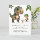 Invitation Beau anniversaire de dinosaure simple (Debout devant)