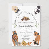Invitation Beau Aquarelle Chiens Sage Green Baby shower (Devant)
