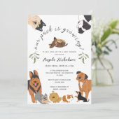 Invitation Beau Aquarelle Chiens Sage Green Baby shower (Debout devant)