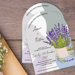 Invitation Beau Aquarelle Lavande Stations dans un Mariage de
