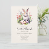 Invitation Beau Aquarelle Rabbit Brunch de Pâques (Debout devant)