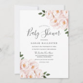 Invitation Beau Baby shower aux fleurs rose pâle (Devant)