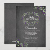 Invitation Beau Baby shower de charpente fleurie en tableau n (Devant / Derrière)