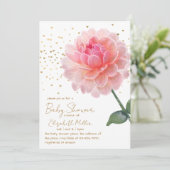 Invitation Beau Baby shower de fleurs d'aquarelle (Debout devant)