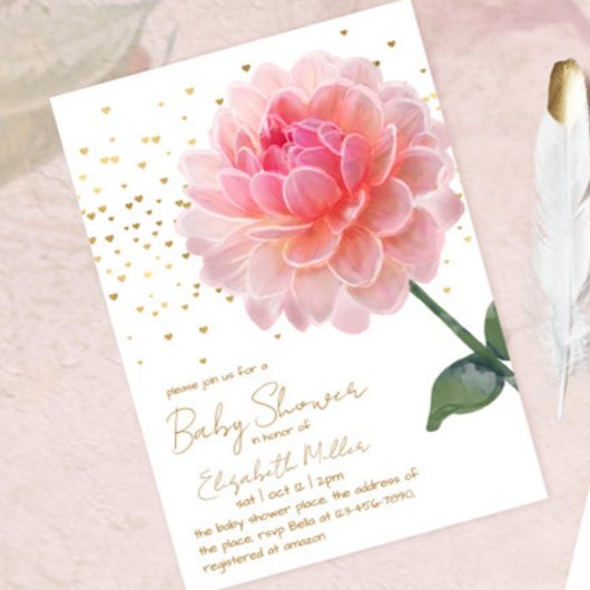 Invitation Beau Baby shower de fleurs d'aquarelle