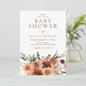Invitation Beau Baby shower de fleurs de Bohême (Debout devant)