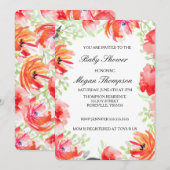 Invitation Beau Baby shower de fleurs de pavot aquarelle (Devant / Derrière)