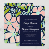 Invitation Beau Baby shower de fleurs rose/bleu (Devant / Derrière)