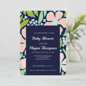 Invitation Beau Baby shower de fleurs rose/bleu (Debout devant)