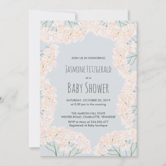 Invitation Beau Baby shower de la floraison de l'haleine (Devant)