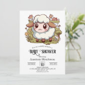 Invitation Beau Baby shower de moutons de la ferme (Debout devant)