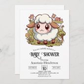 Invitation Beau Baby shower de moutons de la ferme (Devant / Derrière)