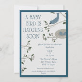 Invitation Beau Baby shower de nid d'oiseaux bleu (Devant)
