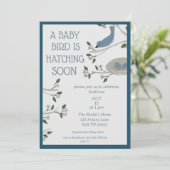 Invitation Beau Baby shower de nid d'oiseaux bleu (Debout devant)