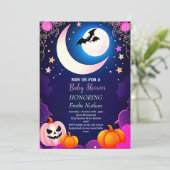Invitation Beau Baby shower d'Halloween rose moderne violet (Debout devant)