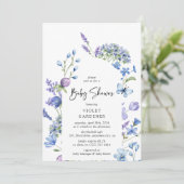 Invitation Beau Baby shower Fleur sauvage bleu Arch (Debout devant)