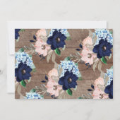 Invitation Beau Baby shower floral rustique et bleu marine (Dos)